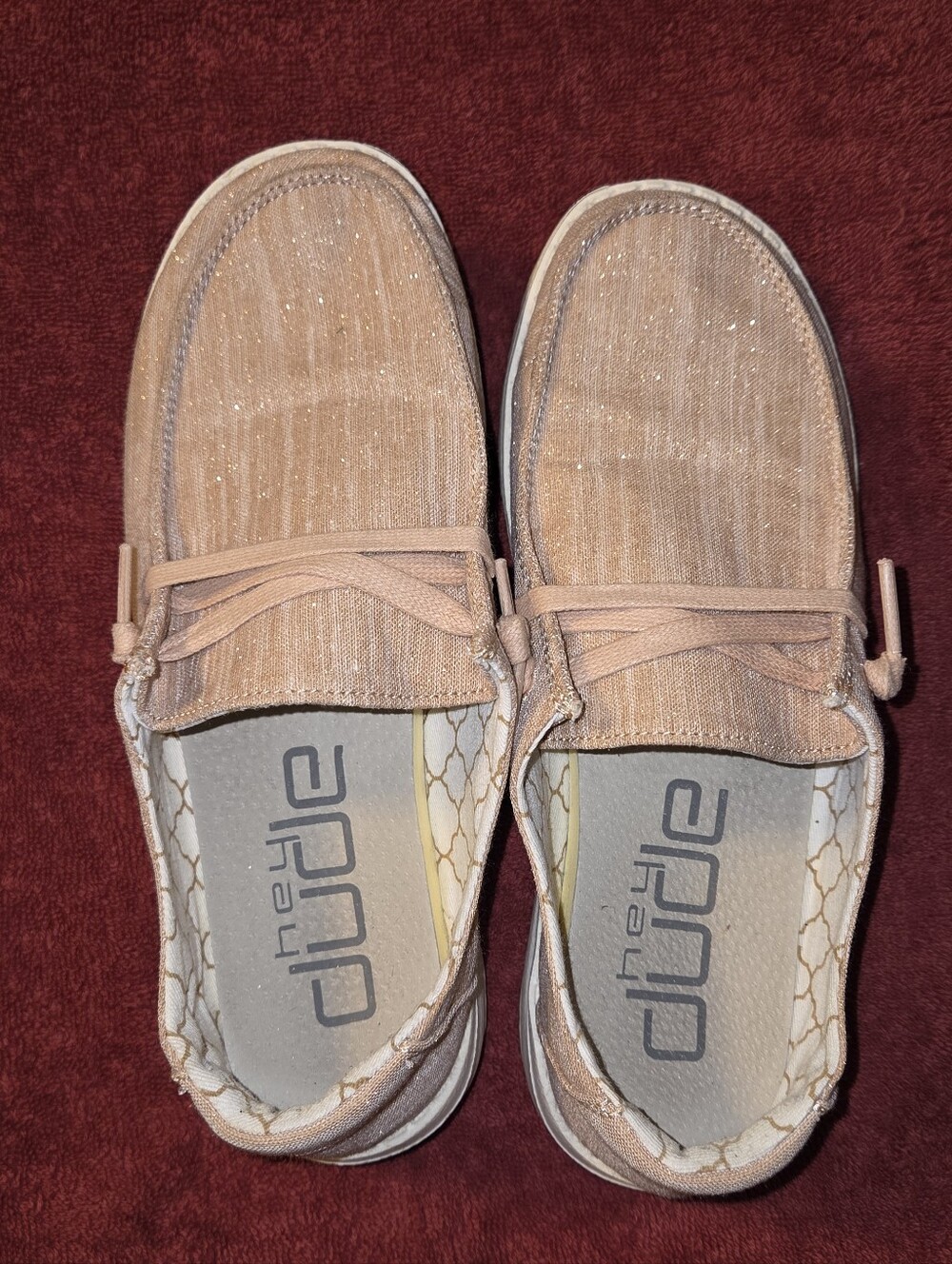 Hey Dude Wendy Shoes Sparkly Rose Pink Sz 6
